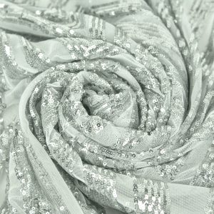 Dantela cu paiete - Alb cu argintiu 1 Dantela cu paiete - Alb cu argintiu