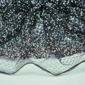 Dantela cu perle si paiete - Negru 1 Dantela cu perle si paiete - Negru