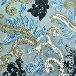 Dantela cu paiete - Albastru si auriu 5 dsc1267