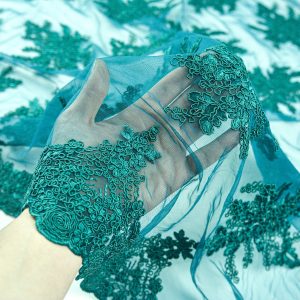 Dantela brodata - Verde Turcoaz 2 Dantela brodata - Verde Turcoaz