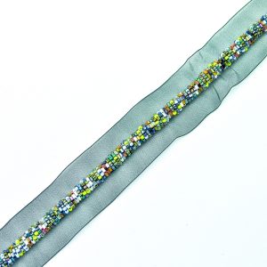 Banda decorativa cu margele multicolore - Negru