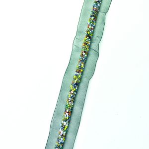 Banda decorativa cu margele multicolore - Negru 2 Banda decorativa cu margele multicolore - Negru