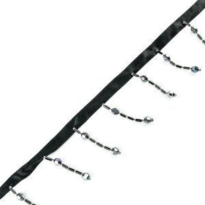 Banda decorativa cu margele - Negru