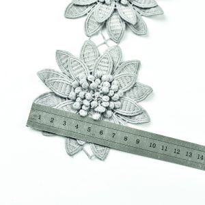 Banda decorativa cu flori mari - Gri