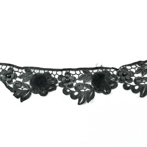 Banda decorativa din dantela cu ciucuri - Negru 3 dsc23622