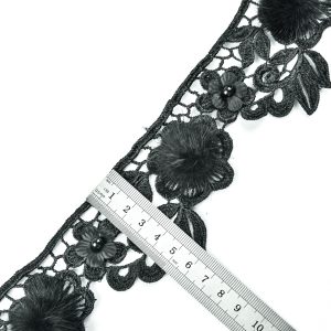 Banda decorativa din dantela cu ciucuri - Negru 2 dsc23672