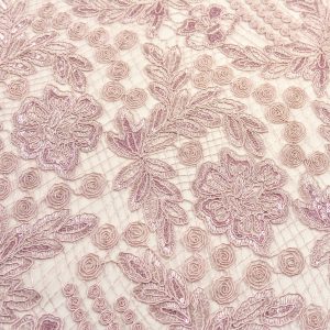 Dantela cu paiete - Roz pudra