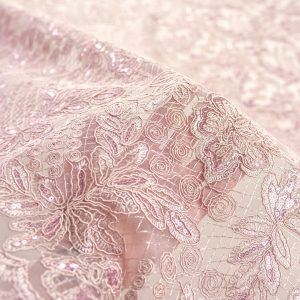 Dantela cu paiete - Roz pudra 3 Dantela cu paiete - Roz pudra