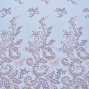 Dantela brodata cu perle - Roz Lila 5 Dantela brodata cu perle - Roz Lila