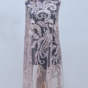 Dantela brodata cu perle - Roz Lila 4 Dantela brodata cu perle - Roz Lila