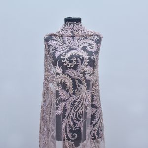 Dantela brodata cu perle - Roz Lila 3 Dantela brodata cu perle - Roz Lila