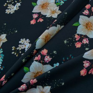 Material Barbie imprimat digital - Flori multicolore