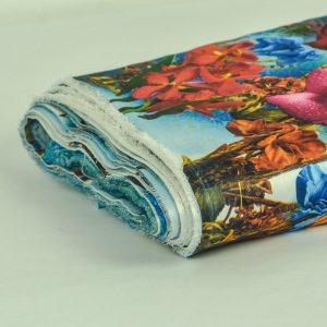 Tafta imprimata - Alba cu flori mari