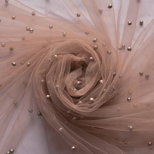 Tulle cu perle - Nude Beige