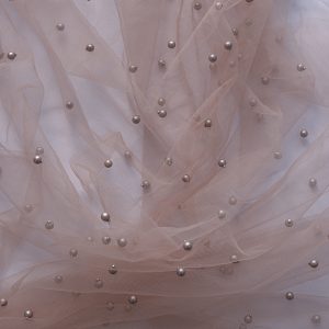 Tulle cu perle - Nude Beige
