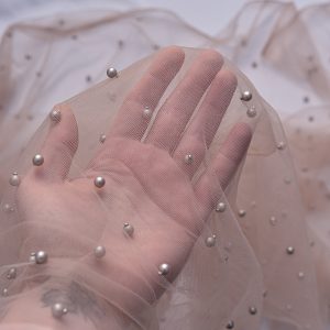 Tulle cu perle - Nude Beige 3 Tulle cu perle - Nude Beige