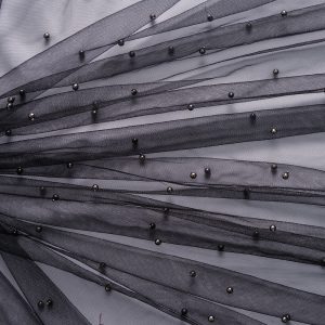 Tulle cu perle - Negru cu auriu