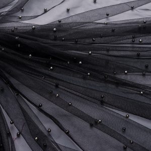Tulle cu perle - Negru cu auriu