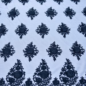 Dantela brodata 3D - Negru 