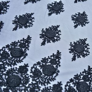 Dantela brodata 3D - Negru 