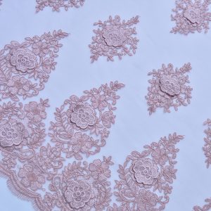 Dantela brodata 3D - Roz pudra
