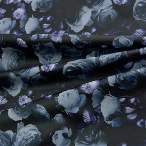 Piele ecologica imprimata - Negru cu flori albastre 3 Piele ecologica imprimata - Negru cu flori albastre
