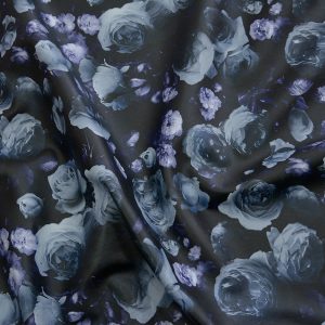 Piele ecologica imprimata - Negru cu flori albastre 2 Piele ecologica imprimata - Negru cu flori albastre