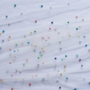 Tulle cu perle - Alb cu perle multicolore 2 Tulle cu perle - Alb cu perle multicolore