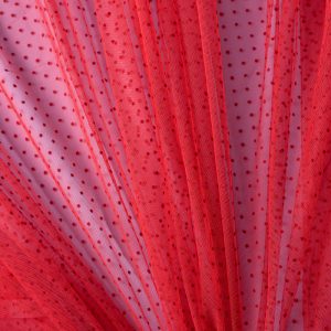 Tulle fin cu buline mici - Rosu 4 Tulle fin cu buline mici - Rosu