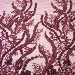 Dantela cu margele si paiete - Visiniu