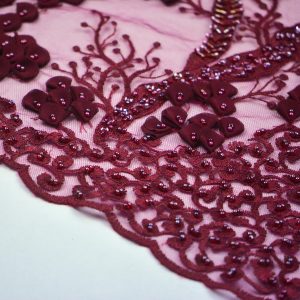 Dantela cu margele si paiete - Visiniu