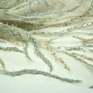 Dantela cu perle si paiete - Ivoar crengute