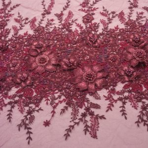 Dantela cu perle - Grena cu flori 6 Dantela cu pietre - Grena cu flori