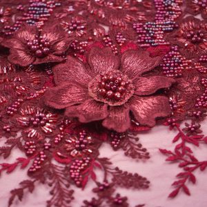 Dantela cu perle - Grena cu flori 5 Dantela cu perle - Grena cu flori