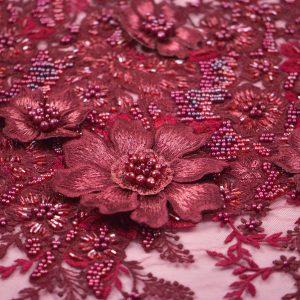 Dantela cu perle - Grena cu flori 7 Dantela cu perle - Grena cu flori