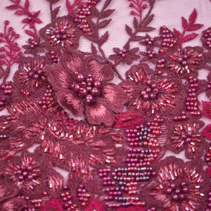 Dantela cu perle - Grena cu flori 8 Dantela cu perle - Grena cu flori