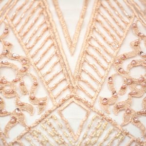 Dantela cu margele si perle - Roz Somon 6 Dantela cu pietre - Roz Somon