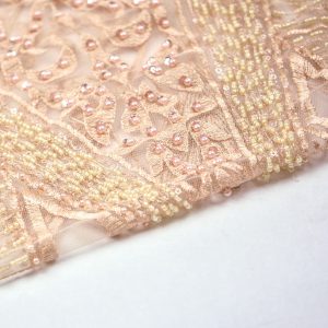 Dantela cu margele si perle - Roz Somon 5 Dantela cu margele si perle - Roz Somon