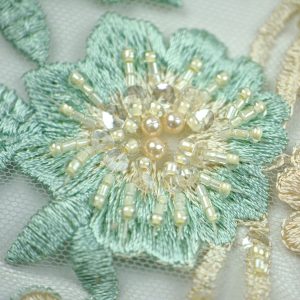 Dantela cu margele si paiete - Crem si menta 4 Dantela cu margele si paiete - Crem si menta