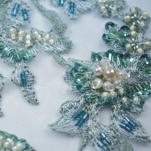 Dantela cu perle - Turcoaz 5 Dantela cu perle - Turcoaz