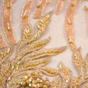 Dantela cu margele si strasuri - Somon 4 Dantela cu margele si strasuri - Somon