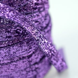 Banda catifelata mov cu fir lame 1 cm