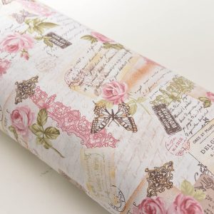 Bumbac Ranforce Flori si Fluturi 240 cm 4 Bumbac Satinat Ranforce Roz latime 240 cm