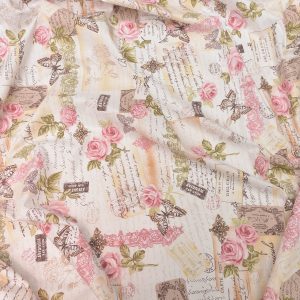 Bumbac Ranforce Flori si Fluturi 240 cm 3 Bumbac Satinat Ranforce Roz latime 240 cm