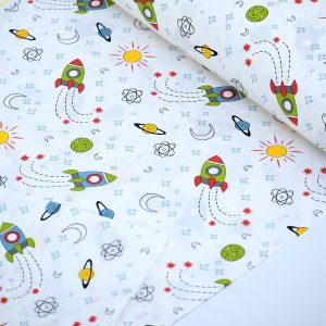 Bumbac imprimat planete rachete 240 cm 3 Bumbac imprimat planete rachete 240 cm