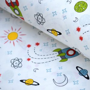 Bumbac imprimat planete rachete 240 cm 5 Bumbac imprimat planete rachete 240 cm