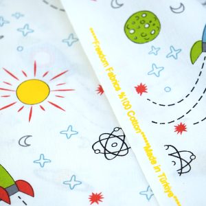 Bumbac imprimat planete rachete 240 cm 1 Bumbac imprimat planete rachete 240 cm