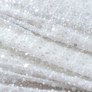 Dantela alba cu paiete si margele 5 Dantela alba elastica