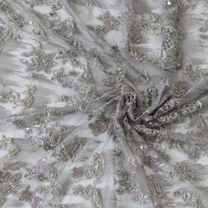 Dantela Argintie cu Franjuri de Margele 6 Dantela Argintie cu Franjuri de Margele