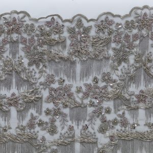 Dantela Argintie cu Franjuri de Margele 7 Dantela Argintie cu Franjuri de Margele